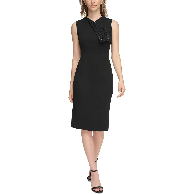 Calvin Klein Womens Embellished Knee-Length Sheath Dress