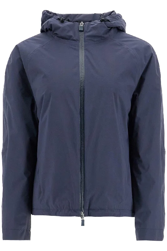 Short Waterproof Breathable Outdoor Jacket Dark Blue  - Blue