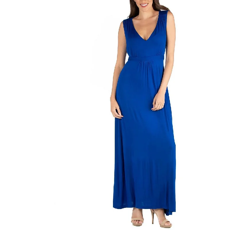 24seven Comfort Apparel Womens Plus Tie Waist Long Maxi Dress