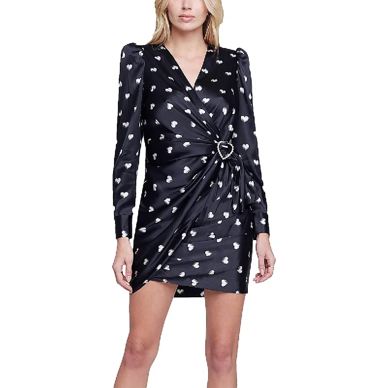 L'Agence Womens Clarice Printed Mini Wrap Dress