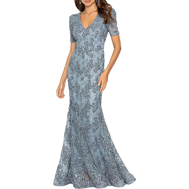 Xscape Womens Petites Full Length Embroidered Evening Dress