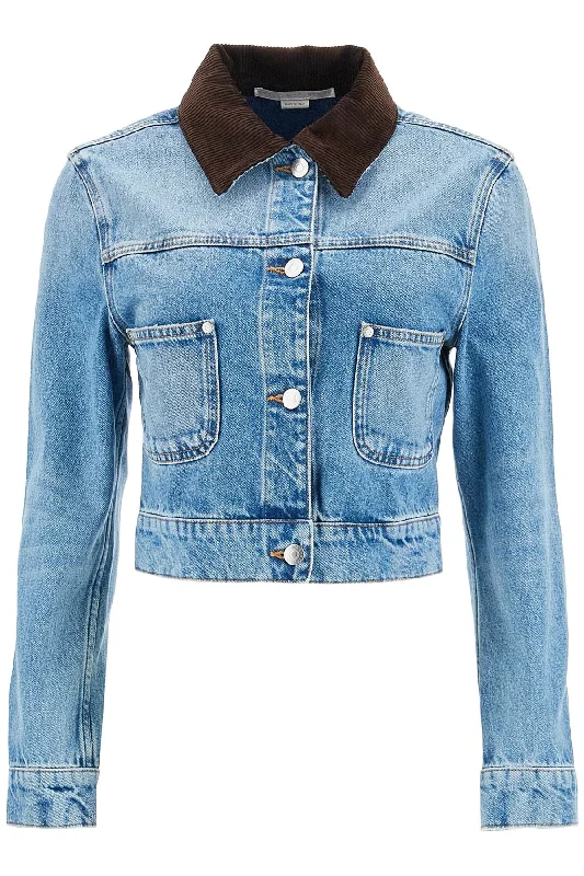 Cropped Denim Jacket For Women  - Blue