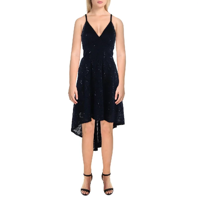 Lily Rose Womens Juniors Lace Hi-Low Cocktail And Party Dress