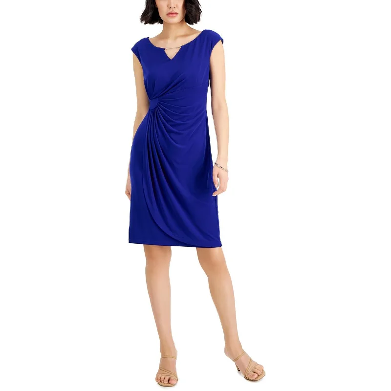 Connected Apparel Womens Petites Embellished Knee-Length Sheath Dress