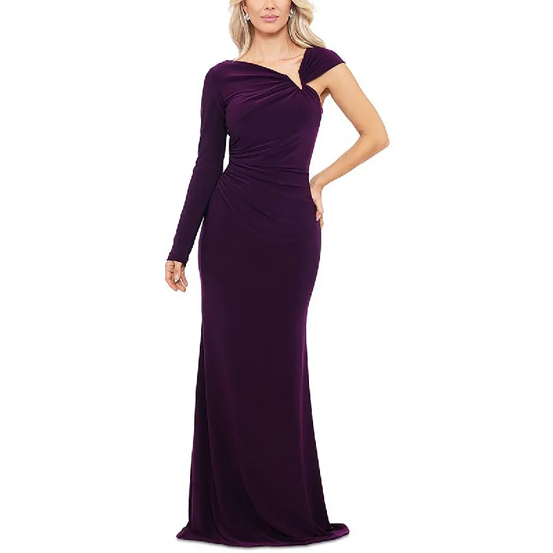 Betsy & Adam Womens Asymmetric Long Evening Dress