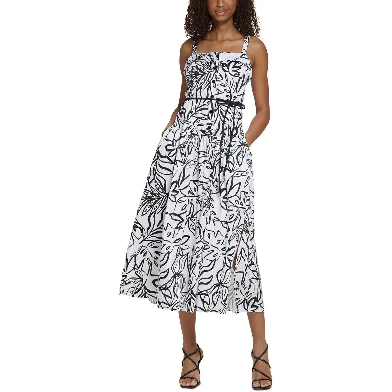 Karl Lagerfeld Paris Womens Cotton Blend Tea Length Maxi Dress