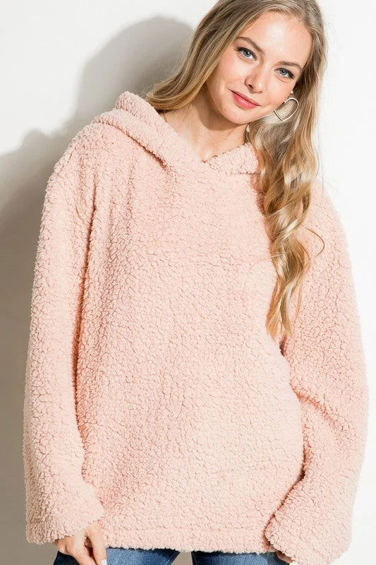 E Luna Fuzzy Faux Fur Oversized Sweatshirt