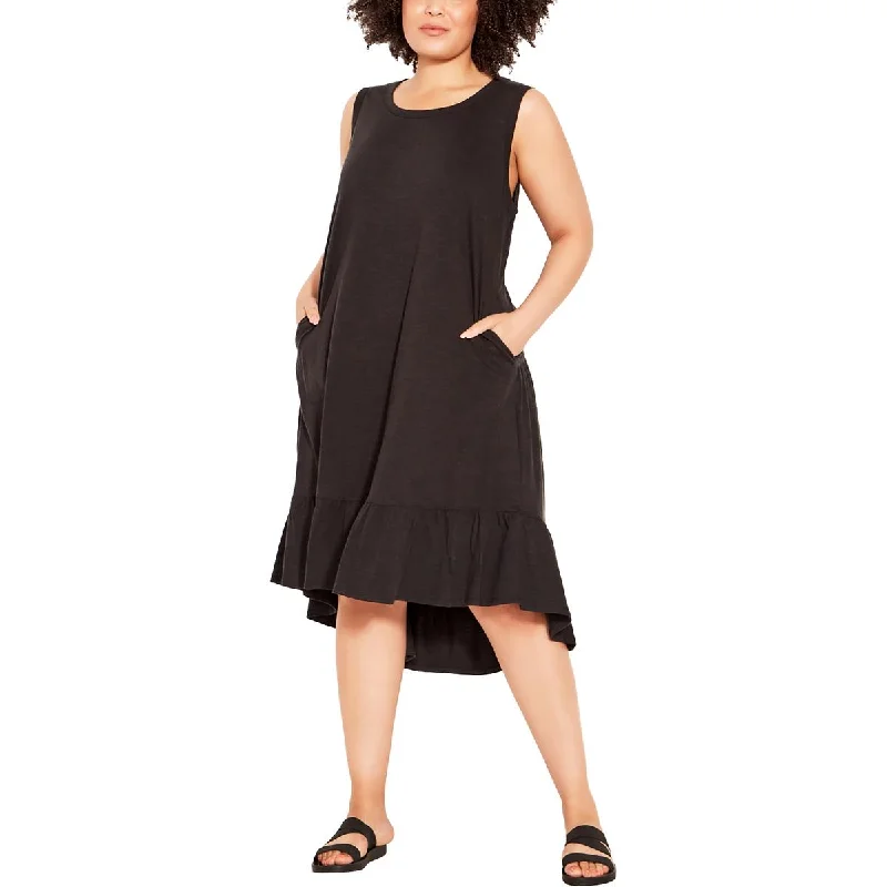 Zim & Zoe Womens Plus Mid Calf Cotton Midi Dress