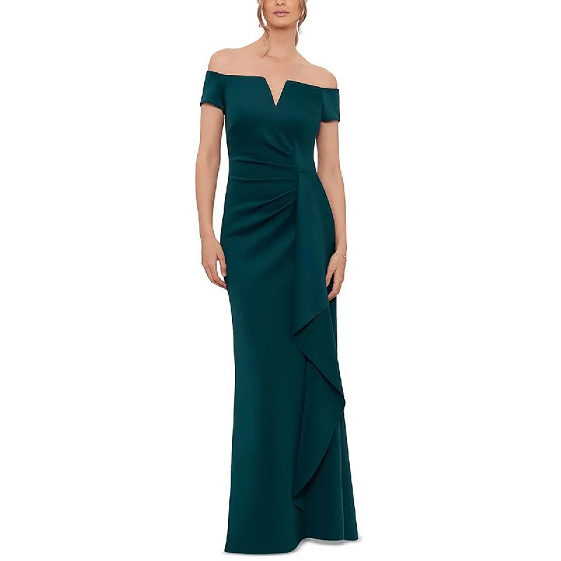 Xscape Womens Petites Full Length Gathered Evening Dress