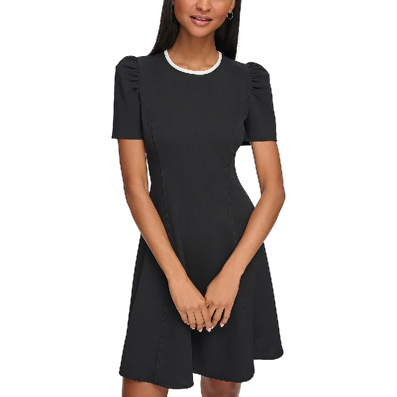 Karl Lagerfeld Paris Womens Contrast Trim Above Knee Fit & Flare Dress