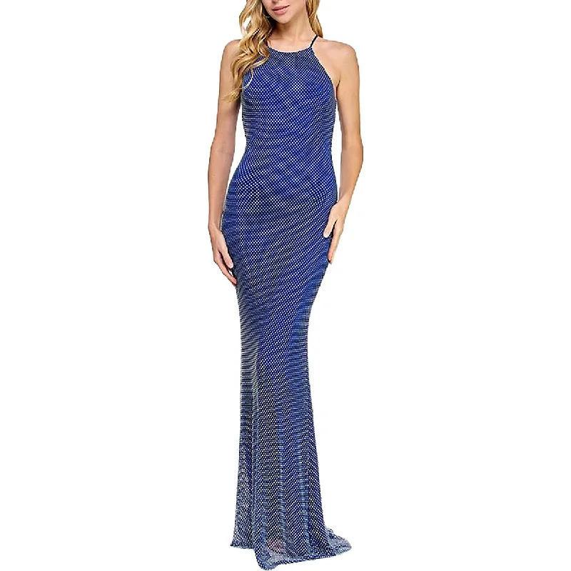 B. Darlin Womens Embellished Fishnet Evening Dress