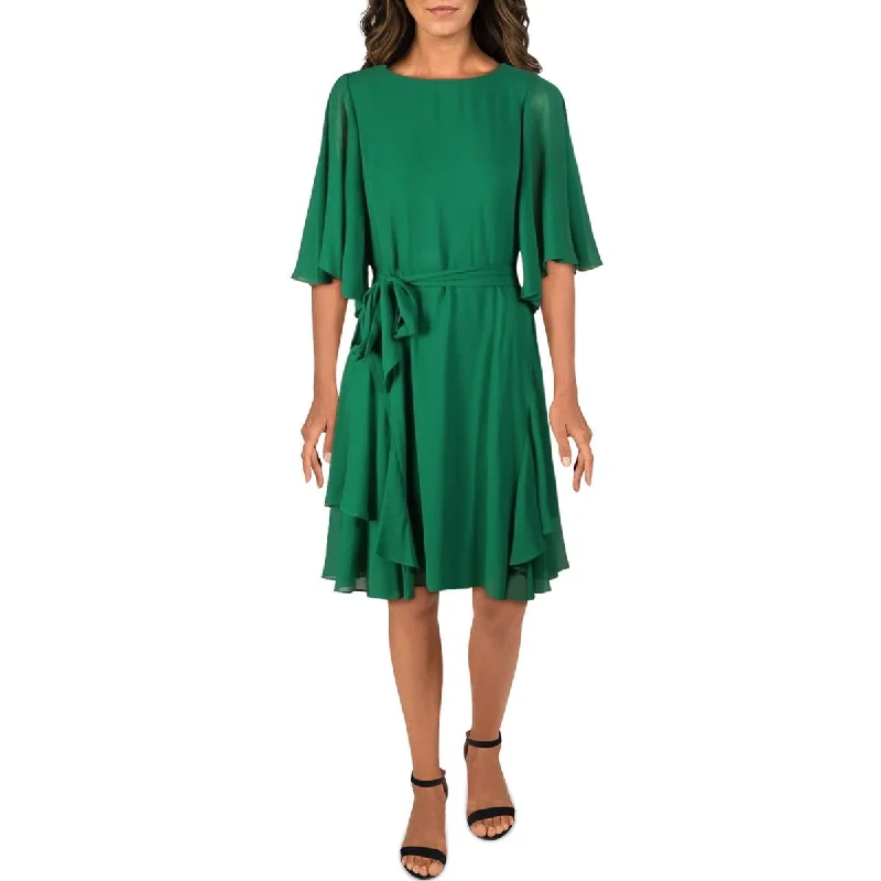 Lauren Ralph Lauren Womens Mandie Georgette Flutter Sleeves Cocktail Dress