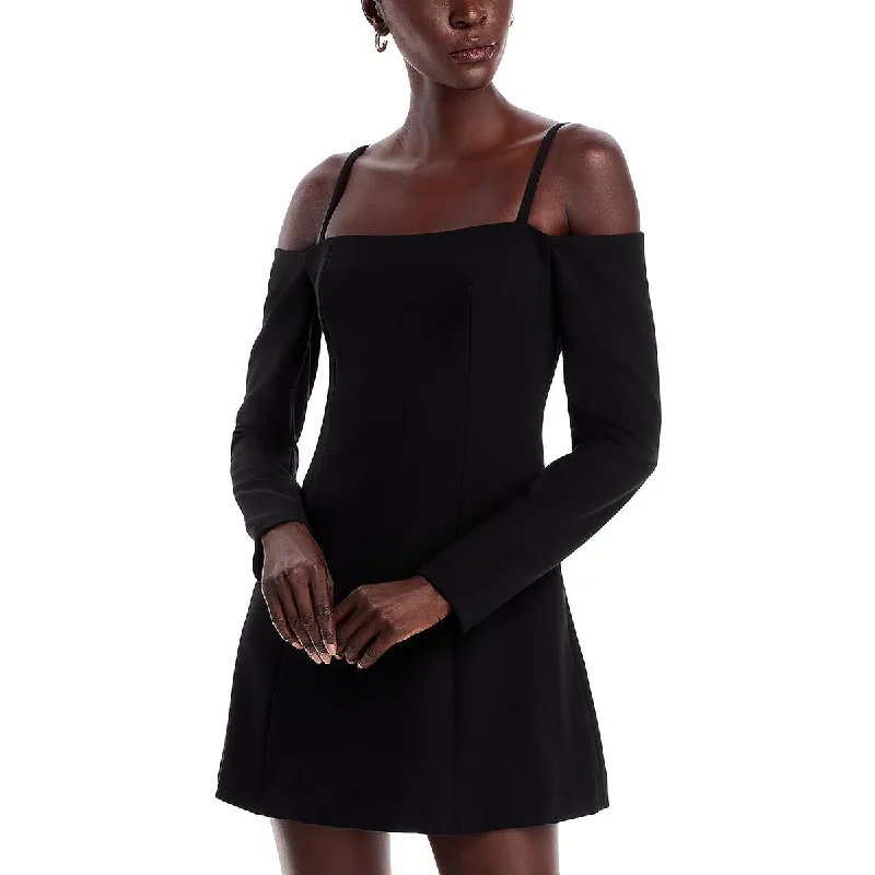 French Connection Womens Mini Off-The-Shoulder Fit & Flare Dress