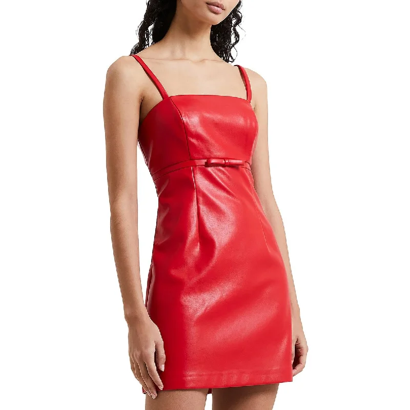 French Connection Womens Faux Leather Mini Cocktail And Party Dress