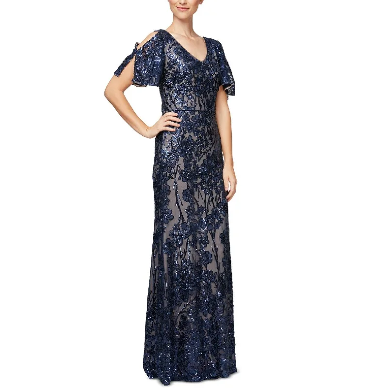 Alex Evenings Womens Embroidered Sequined Formal Dress