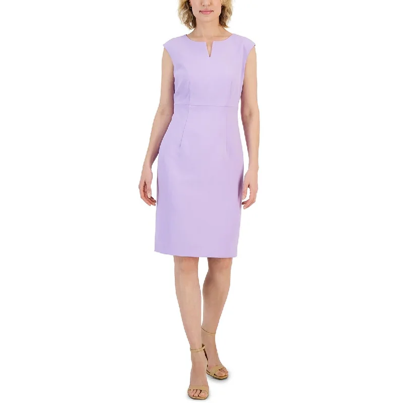 Kasper Womens Split Neckline Business Sheath Dress