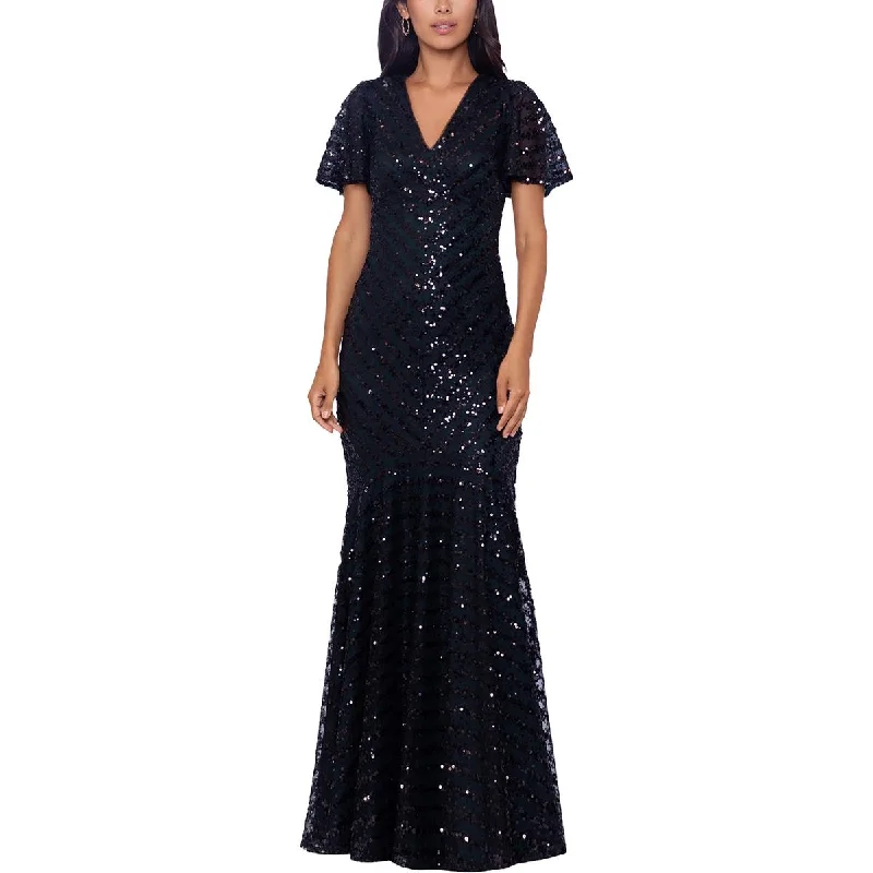 Xscape Womens Sequined Maxi Evening Dress