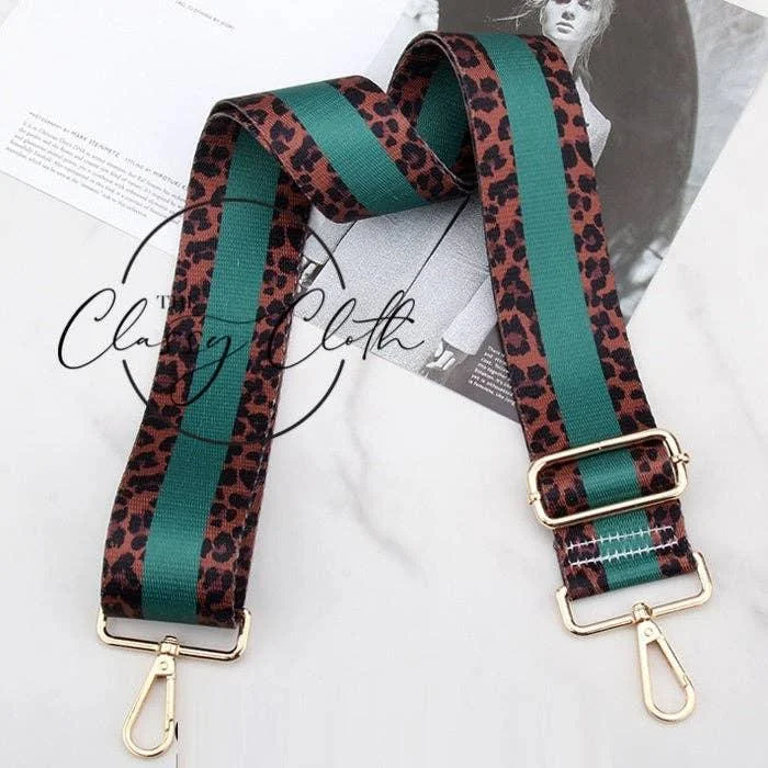 Crossbody Guitar Strap - Vertical Emerald Stripe Cheetah