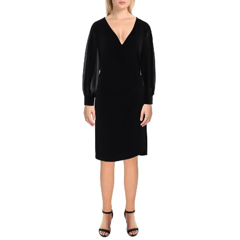 Calvin Klein Womens Wrap Embellished Midi Dress