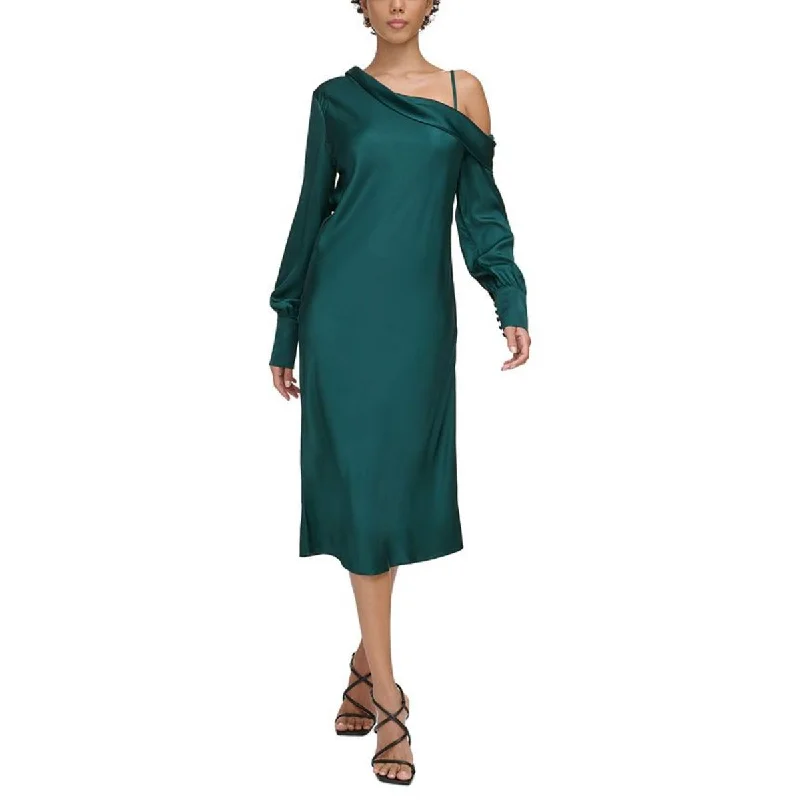 Donna Karan Womens Off Shoulder Long Sleeve Evening Dress