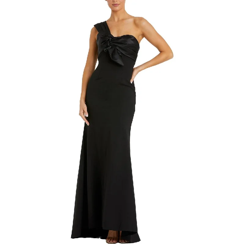 Mac Duggal Womens Pleated One Shoulder Evening Dress