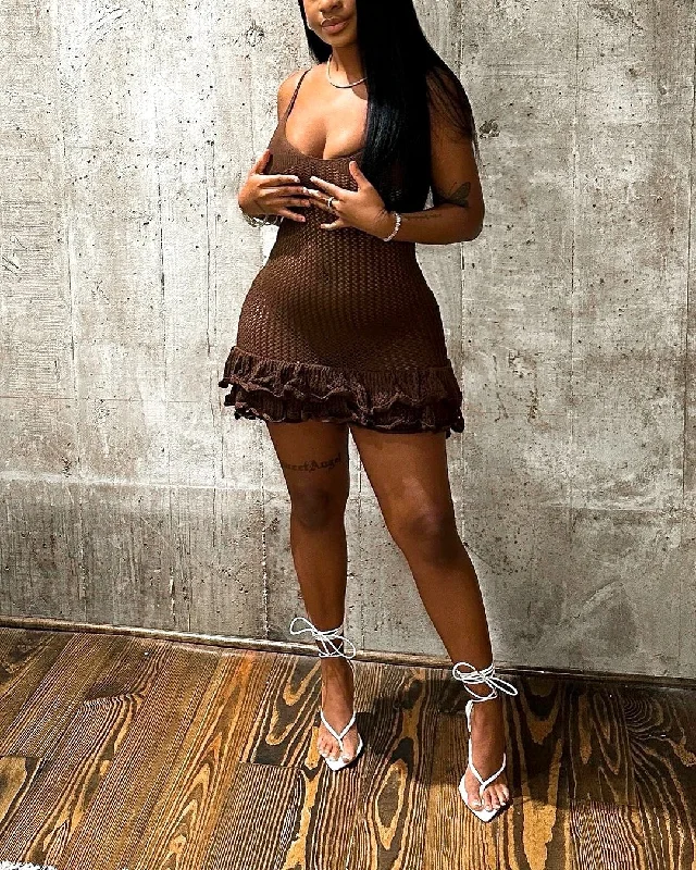 Markdowns Palmer Crochet Mini Dress - Brown