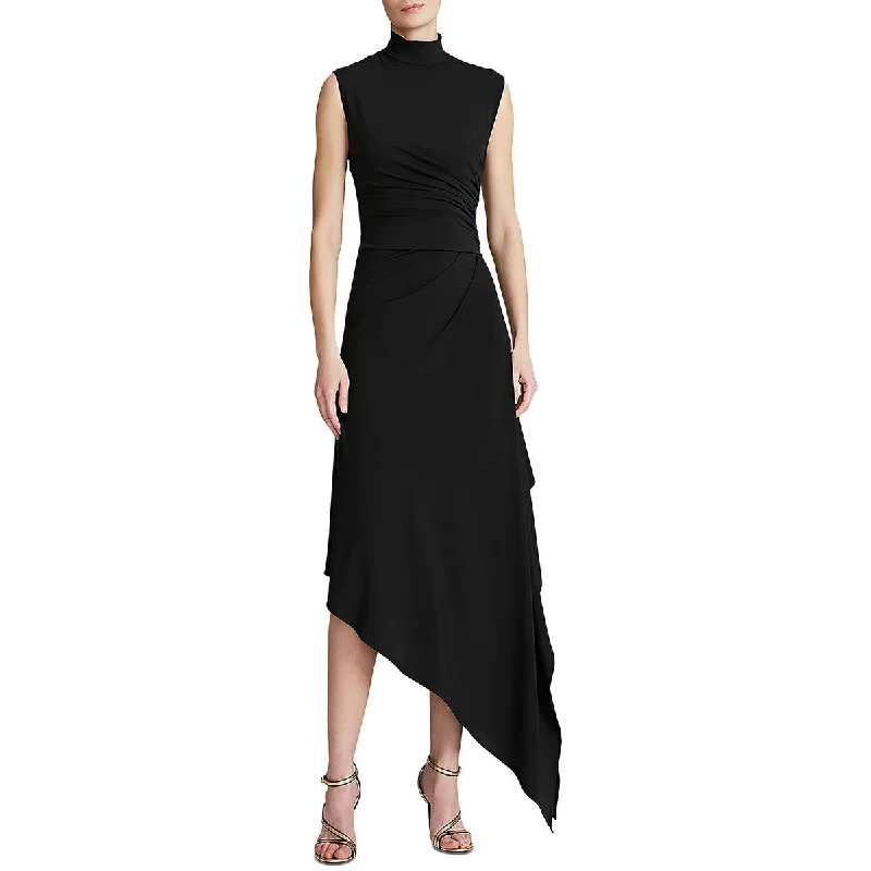 Halston Womens Layla Midi Drapey Cocktail And Party Dress