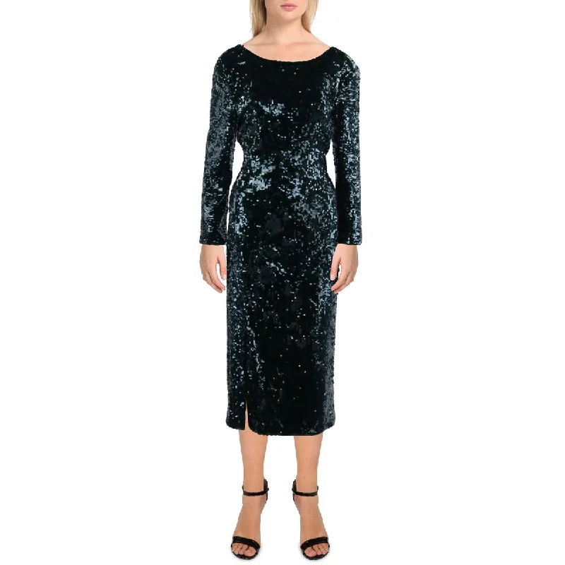 Dress The Population Womens Natalie Sequined Midi Bodycon Dress