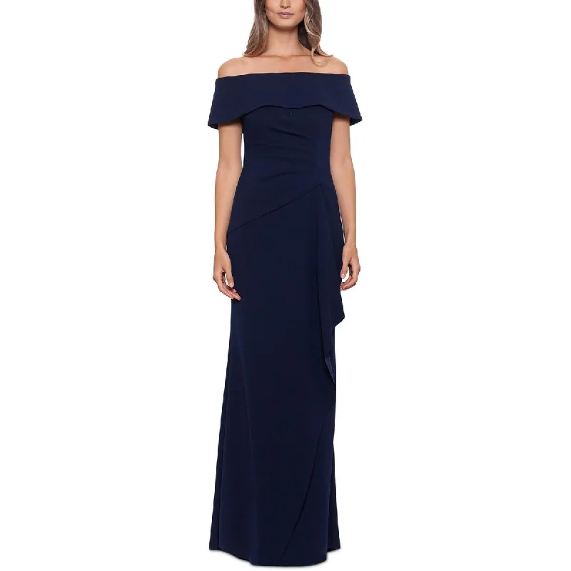 Xscape Womens Crepe Ruched Evening Dress