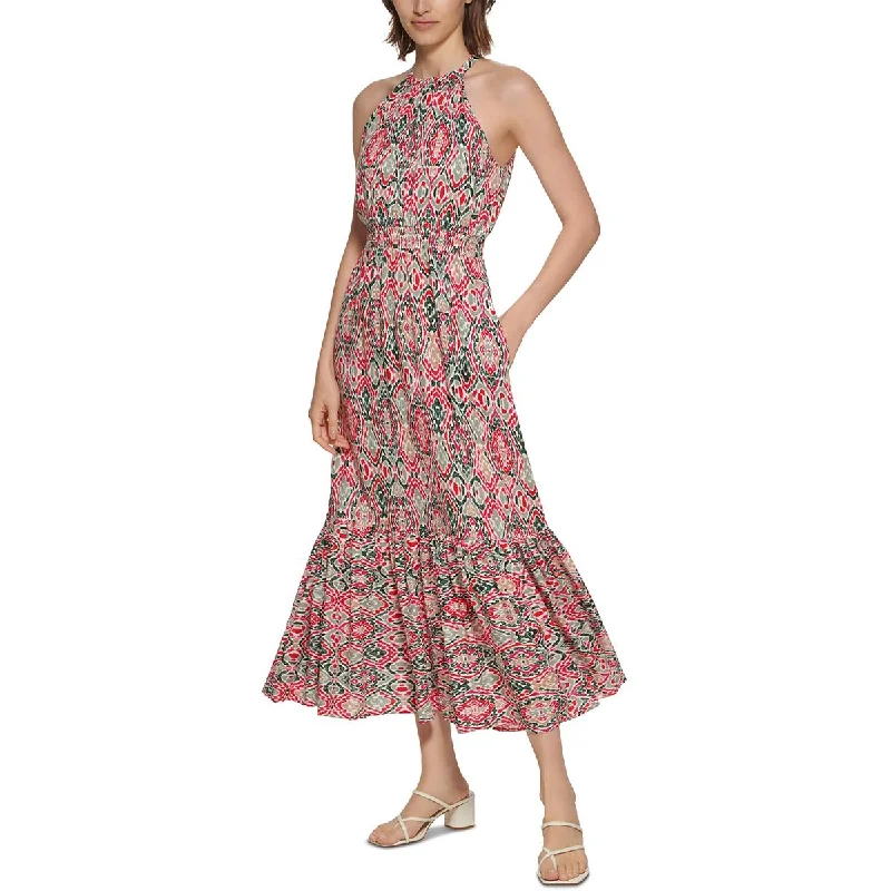 Calvin Klein Womens Printed Long Halter Dress