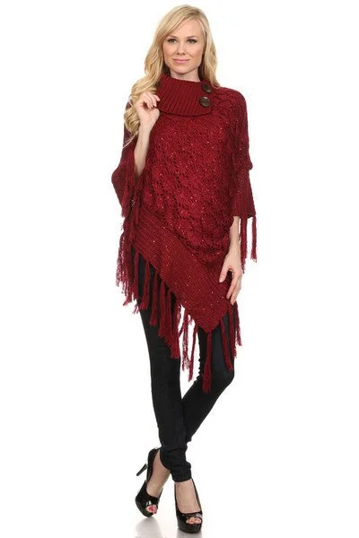 Sequin Fringe Poncho