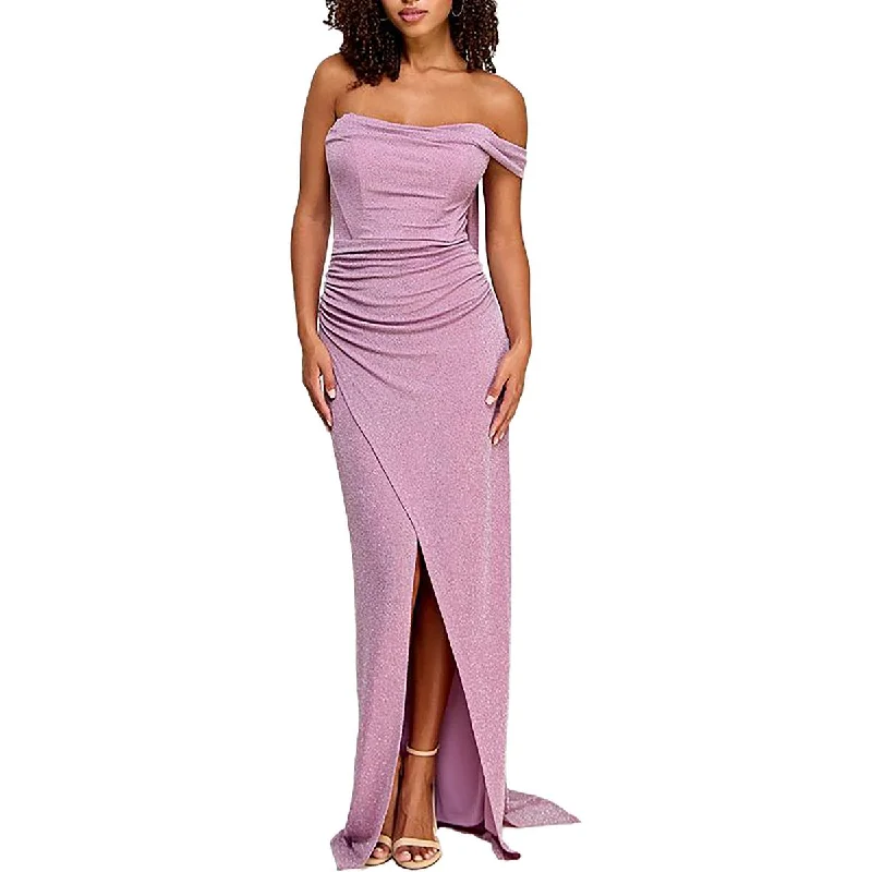 City Studio Womens Juniors Full Length Ruched Evening Dress