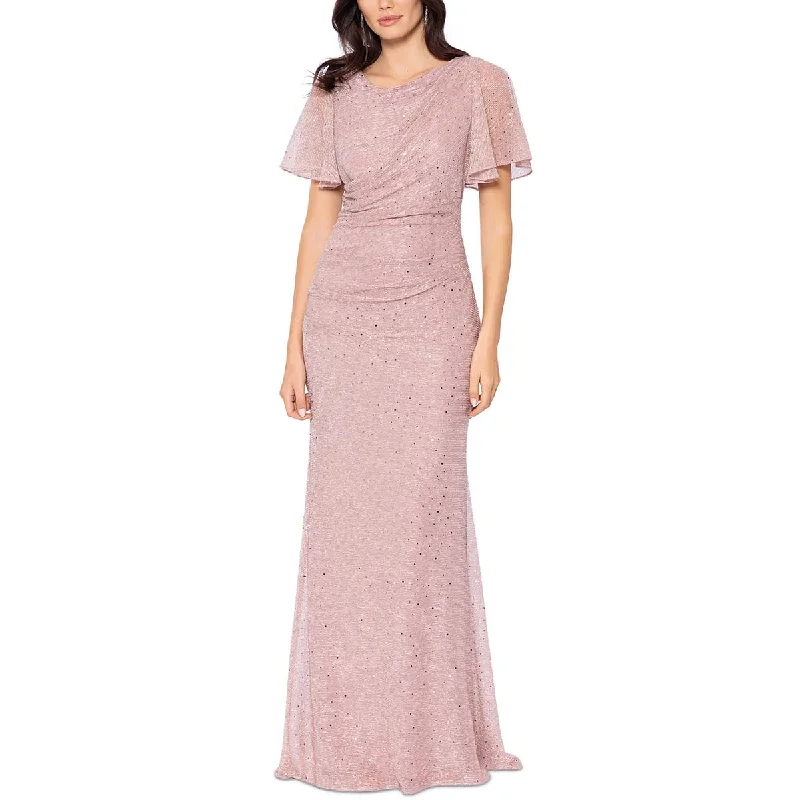 B&A by Betsy and Adam Womens Metallic Embellished Evening Dress