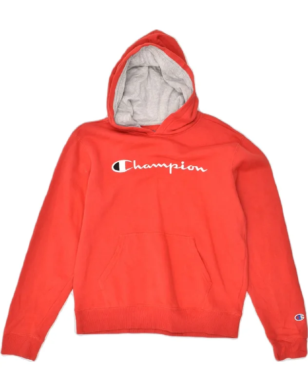 CHAMPION Womens Graphic Hoodie Jumper UK 18 XL Red Cotton