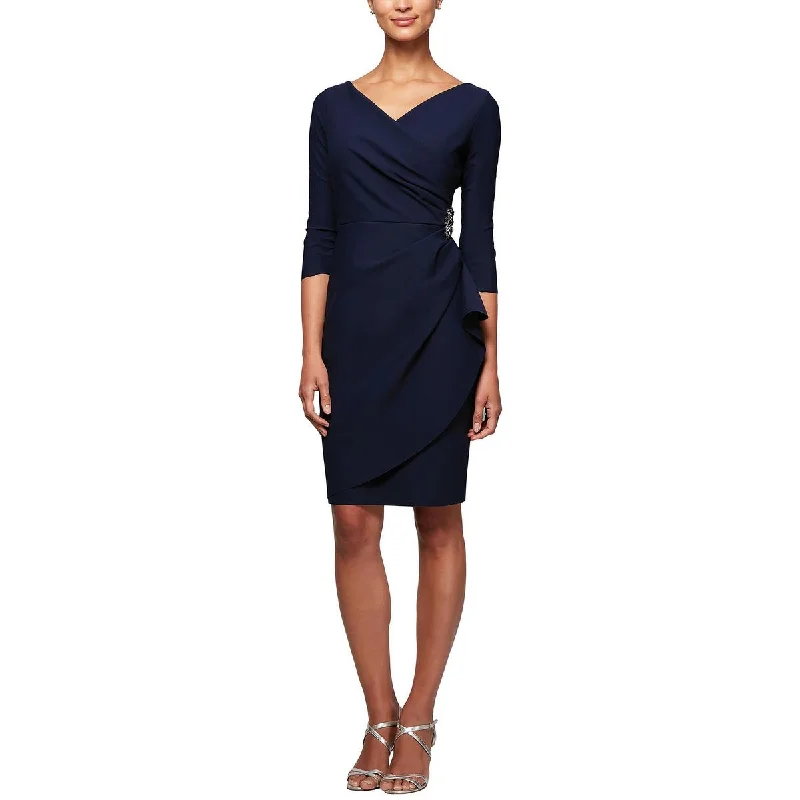 Alex Evenings Womens Embellished Knee Length Sheath Dress