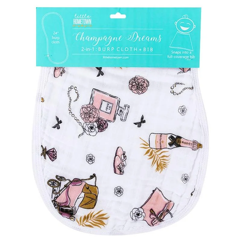 Champagne Dreams Burp/Bib Combo (Feminine)