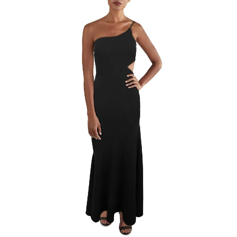 Aqua Womens One Shoulder Maxi Evening Dress