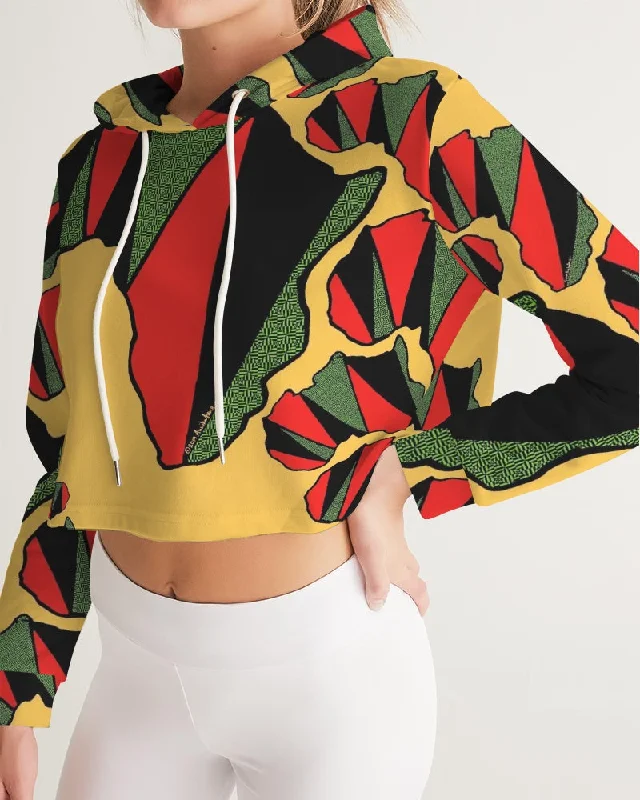 THE REAL RBG: RED BLACK & GREEN Women's Cropped Hoodie