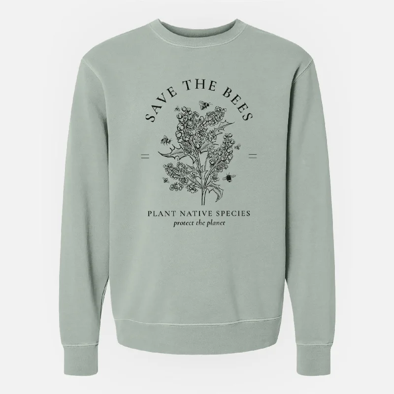 Save the Bees - Plant Native Species - Unisex Pigment Dyed Crew Sweatshirt