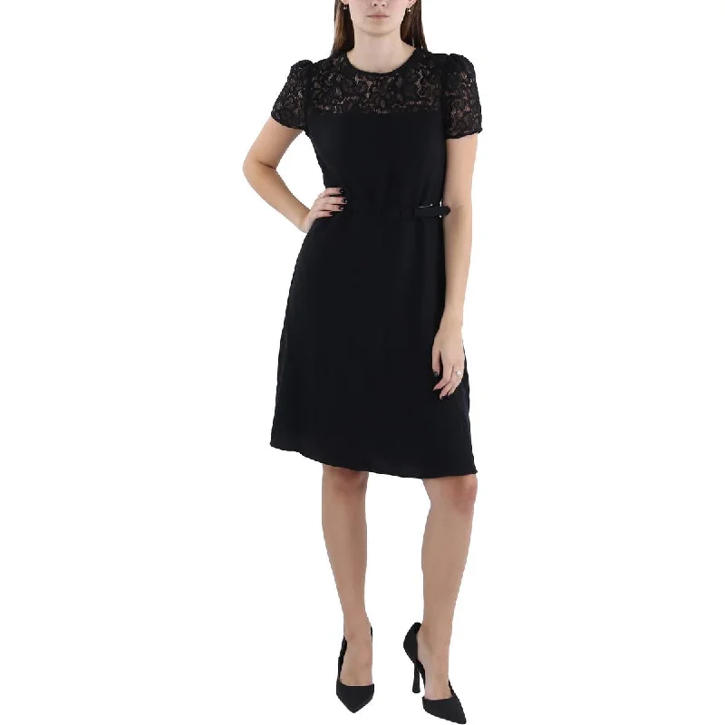 Lauren Ralph Lauren Womens Lace Trim Above Knee Cocktail And Party Dress