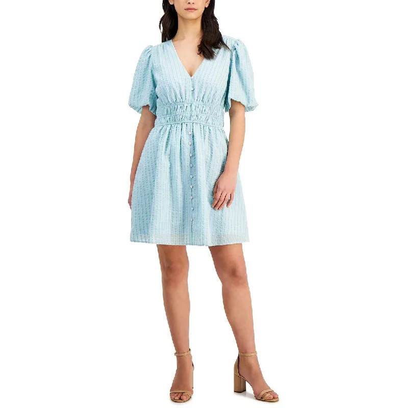 Kit & Sky Womens Mini V-Neck Shift Dress